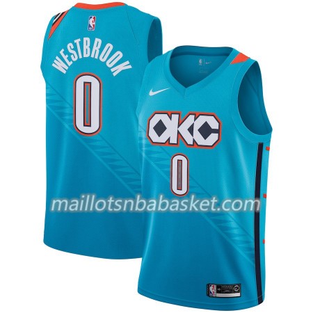 Maillot Homme Oklahoma City Thunder Russell Westbrook 0 2018-19 Nike City Edition Bleu Swingman